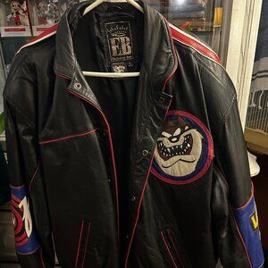 Vintage 1990s Looney Tunes Tazmanian Devil Leather Jacket by Exclusivos Báez